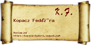 Kopacz Fedóra névjegykártya